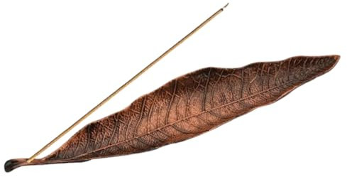 QOWIJEX 1 Pieza Quemador de Incienso, Porta Incienso de Metal Soporte de Incienso en Forma de Hoja, Quemador Incienso Soporte Incienso Varilla para Decoración del Hogar（21×4.5×1.4cm）