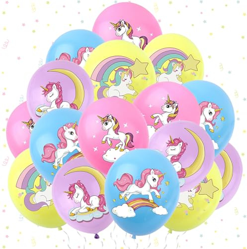 Ovanda Luftballons Geburtstag,Einhorn Luftballons,Luftballons Bunt,Unicorn Birthday Decoration,Cartoon Ballons,Multicoloured Unicorn Balloons für Kinder Geburtstag Sfeier,Babyparty,Jubiläum Party Deko