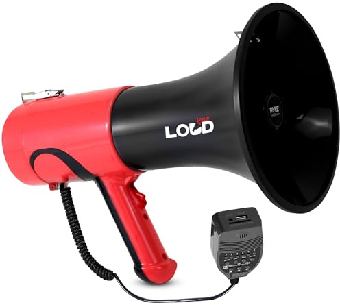 Pyle Megafon mit Sirene und Stimmenverzerrer – Bluetooth Mini-Megaphone mit Mikrofon und AUX, Lautsprecher für Kinder, Veranstaltungen und Outdoor