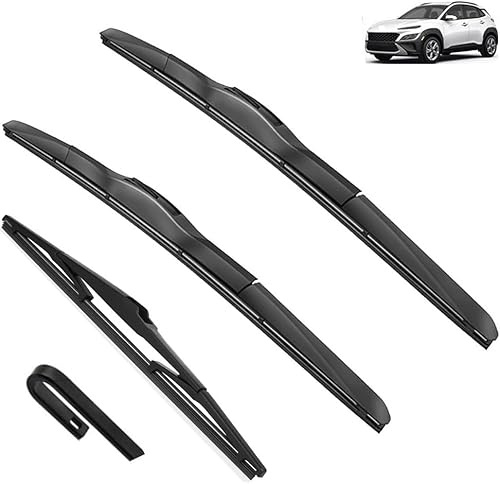 AlbaEUC Balais d'essuie-Glace Avant et arrière pour Hyundai Kona N Hybrid 2017-2022 26 16 11，Brosses for vitres de Pare-Brise Lot de 3
