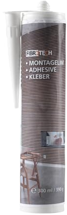 FIBROTECH Montagekleber Kartusche (300 ml, weiß, ausreichend für 1,5 m2, Montagekleber, Zubehör Akustikplatten, Raumklang, Wandverkleidung, Schallisolierung) 2119000