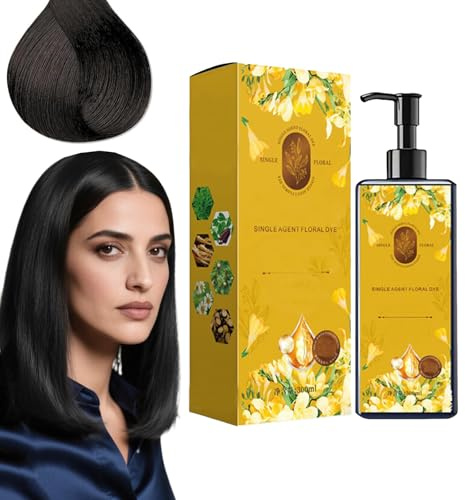 Nourishing Plant-Based Hair Color Shampoo 3 in 1, Herbal Ingredients for Gray Coverage, Long-Lasting Jet Black, Dark Brown & Chestnut Brown Shades for Women & Men, Softens Adds Shine (Dark Brown)