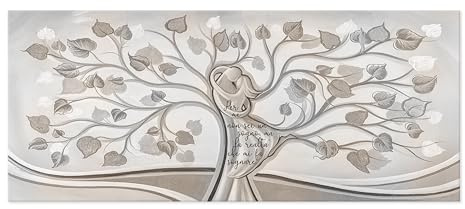 Lupia - Quadro Moderno Canvas Prime AMORE e famiglia Stampa su Tela 38x90 cm, tema albero della vita con testo decorativo, Arte Digitale Alta Risoluzione da Parete per Casa, capezzale