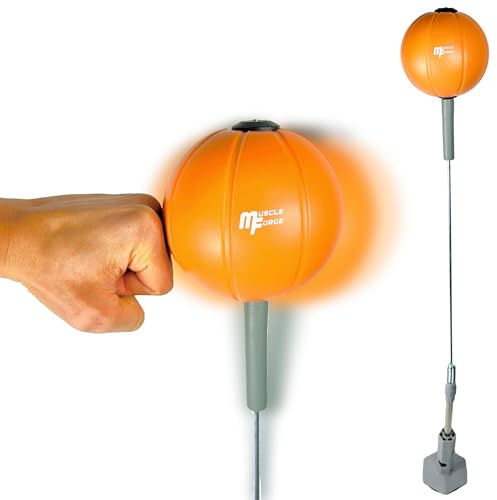 MuscleForge Punching Reflex Ball con Ventosa, Altezza Regolabile 139–154 cm, Sacco da Boxe Autoportante per Allenare Velocità, Riflessi e Coordinazione a Casa