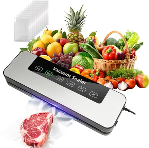 Food Vacuum Sealer Machine, Multifunctional Food Sealer for Sous Vide & Meal Prep, Dry & Moist Food, Compact Vacuum Sealing System for Food Preservation & Sous Vide