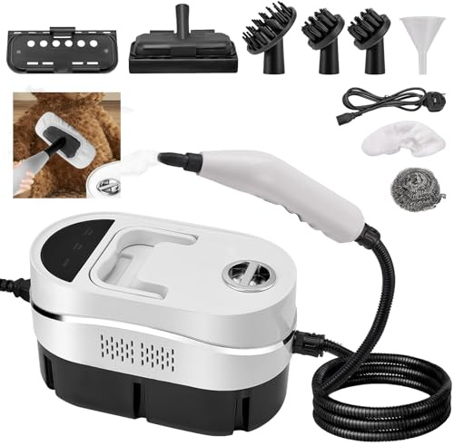 Limpiador a Vapor con 8 Cabezales, 4.5BAR 1200ml 105-120℃ Vaporeta Limpieza Hogar Potente, Portátil Máquina de Limpieza a Vapor Presurizada de Alta Temperatu para Cocina, Baño, Coches