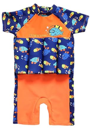Generisch Costume da bagno galleggiante per bambini (4-8 anni), Colore: arancione., M