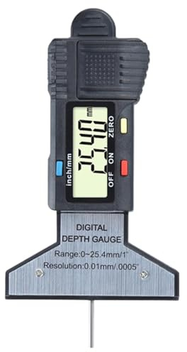 Medidor De Profundidad De La Banda De Rodadura De Neumáticos - Medidor De Neumáticos, Probador De Pantalla LCD Digital De 4,42 Pulgadas | Soporte De Resorte De Retorno De Precisión De 0,01 Mm Para Uso