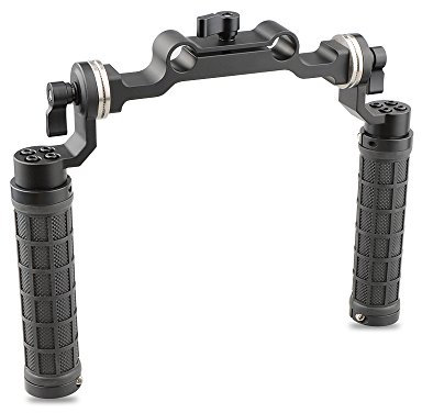 CAMVATE 15mm Rod & Soft rubber grip Shoulder Mount Rig with Rosette Standard Accessory for DSLR(Black,M6 thread,31.8 mm)