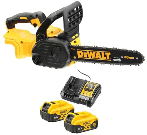 DeWALT DCM565P2-QW - Motosierra con batería (18 V, 30 cm, incluye 2 baterías de 5 Ah y 18 V, cargador)