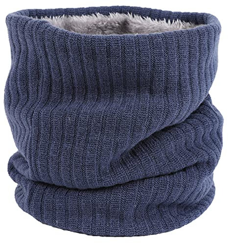 Hjkiopc Strick Schlauchschal Strickschal Winterschal Feinstrick Loop Schal für Damen und Herren (Blau)