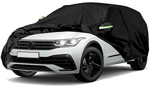 Autoabdeckung Wasserdicht für VW TROC 2017–2025, Atmungsaktiv Vollgarage Auto Abdeckplane für Regen Sonne Staub Schutz mit Reißverschluss, Schwarz Autohülle für den Innen und Außenbereich