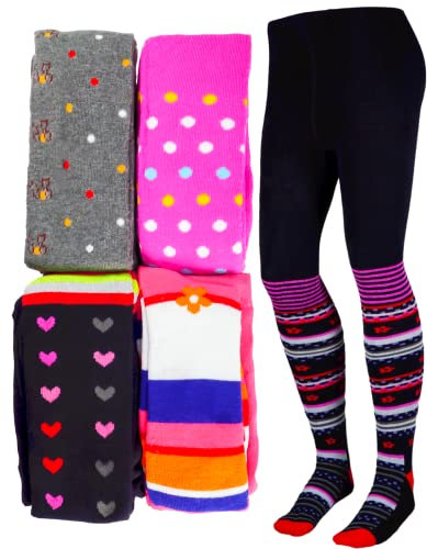 T&R Industrees 5 Stück warme Thermo Strumpfhosen für Mädchen | Supermix 4 | 104-116