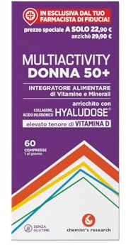 CHEMIST'S RESEARCH MULTIACTIVITY DONNA 50+ | Integratore Alimentare Formulato per Sostenere i Fabbisogni Nutrizionali della Donna Dopo i 50 Anni | 60 Compresse Senza Glutine