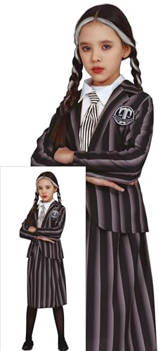 FIESTAS GUIRCA | Costume Étudiant Gothique Enfant (10-12 ans) - Chemise, Veste, Cravate et Jupe - Costumes d'Étudiant et d'Écolière pour Halloween, Carnaval et Fêtes Déguisées - Idéal pour Filles