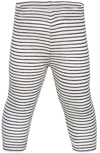 Engel, Baby Leggings Ringel, 70% Bio Wolle, 30% Seide, Made in Germany (Natur/Marine, 74-80)