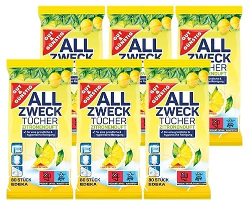 Gut & Günstig Allzwecktücher Zitronenduft 6 x 80 (480) Stück