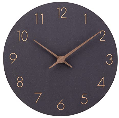 ACCSHINE MDF Holz Wanduhr Ohne TickgeräUsche Lautlos Modern 25cm Quarz Groß Batterie Betriebene Wanduhr Einfach zu Lesen für Zimmer Zuhause KüChe Schlafzimmer BüRo Schule (Schwarz, 25cm)