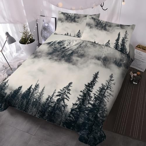 LUYAPOND Copripiumino Matrimoniale 240x220 Montagna Della Foresta Nera, Set di Biancheria da Letto in Microfibra, 1 Matrimoniale Copripiumino 240x220 cm + 2 Federe 50x80 cm