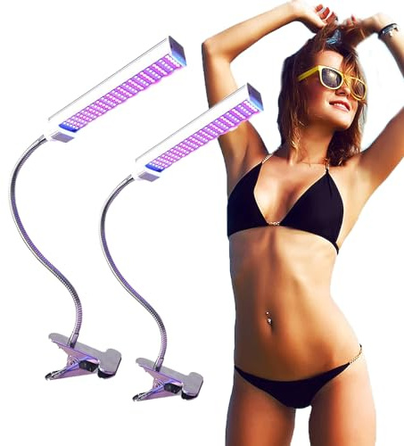 Lampe De Bronzage Avec Lunettes, Lampe De Bronzage Led Uv à Clipser, Appareil De Bronzage Domestique Pour Le Corps Et Le Visage, RéGlable à 360°, Zone D'Irradiation 60 × 30 Cm, 2 PièCes