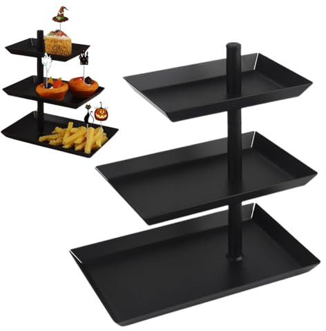 CEWROM Présentoir à fruits à 3 étages, rotatif à 360 °, en métal, plateau de service, plateau à légumes, panier de service pour desserts, gâteaux, biscuits, fruits, pour la maison, le divertissement