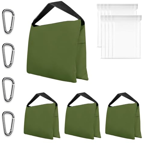 EMART Lot de 4 sacs de sable robustes pour studio photo, support d'éclairage, trépied, terrasse extérieure, sport, ensembles photo, films et productions en direct (vert)
