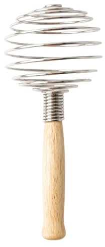 Hand Whisk Manual - Whisks for Cooking | Egg Beater Whisk | Egg Beater Dough Whisk | Push Spiral Manual Egg Beater Tool | Egg Whisk Hand Mixer | Spiral Whisk Wooden Handle for Blending, Beating