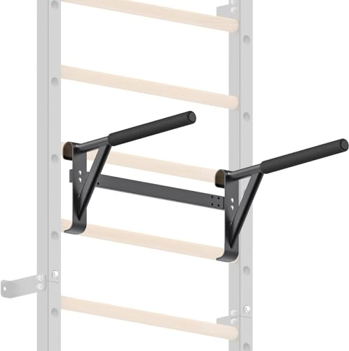 Kipika Gymnastic Stall Bar - 2x2 Swedish Ladder with 1 Hole, Wall Mounted Pull-up Bar Ladder Suspension Trainer, Solid Wood Grips Gymnastics Training Bar for Home, Wall Gym, School