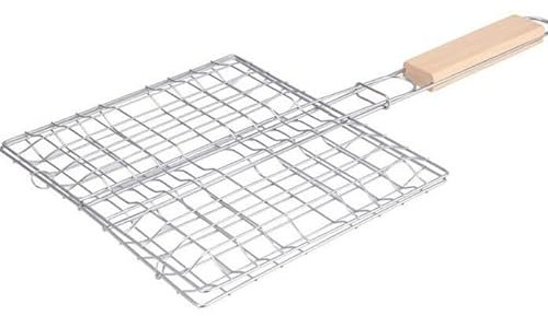 Cesta de Parrilla,Canasta de Asado de Pescado,Cesta para Asar Pescado,Cesta de Parrilla de Barbacoa de Acero Inoxidable Portátil,Plegable,con Mango de Madera,para Pescado,Verduras,Camarón,Carne