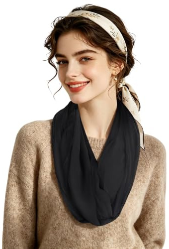 MELLIEX Bufanda de Tubo para Mujer, Suave Bufanda Tubular, Básico Ligero Pañuelos Cuello, Negro