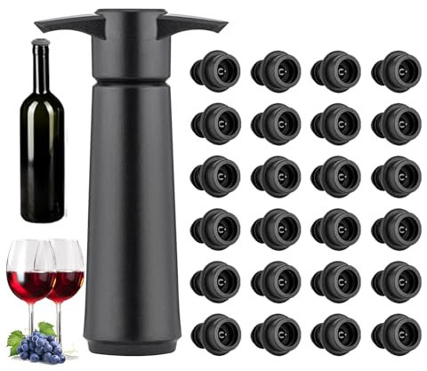 Wine Saver Pump with 24 Vacuum Stoppers,Wine Bottle Stoppers Wine Stoppers Vacuum, Reusable Bottle Sealer Keeps Wine Fresh for Kitchen Office Home Adult Party Favor Supplies,Ideal Accessories Gift