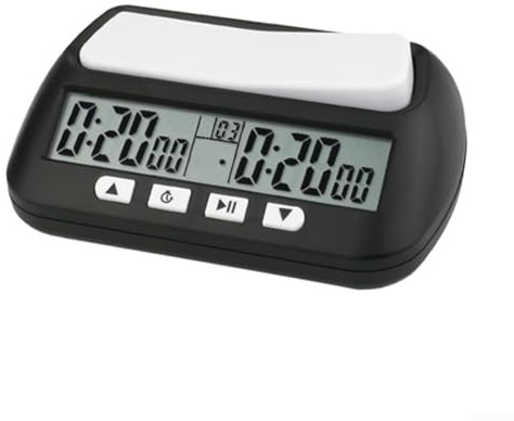 Portable Chess Clock Digital Timer 3-in-1 Professional Multipurpose Large Buttons Flexible ABS Housing Bonus Delayed Modes(A)