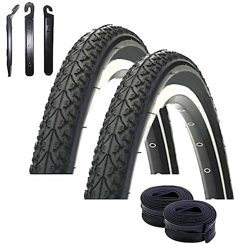 Angebot-Set / 2 x Kenda K-935 28 Fahrradreifen Fahrradmantel in Schwarz 47-622 (28 x 1.75) + 2 passende Schläuche AV inkl. 3 Reifenheber