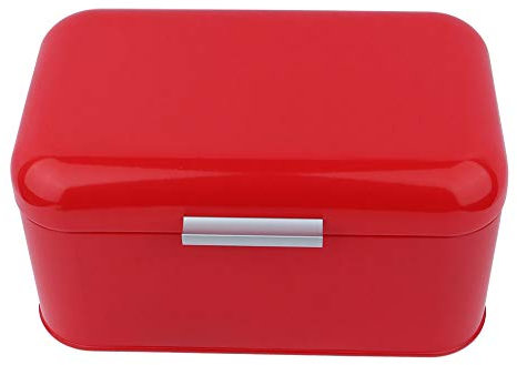 Haofy Retro Metal Bread Bin, Solid Color Bread Box, Large Capacity Kitchen Storage Container, for Loaves Bagels Chips Dry Food Storage Pastries Baked Goods,Ivory Cream(Red)
