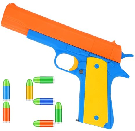 Backyard Blasters Kid Toy Gun, Colt 1911 Toy Gun with Rubber Bullet Pistol - Unique Gift Intended for Fun,M1911 Toy Guns for Boys (Orange)