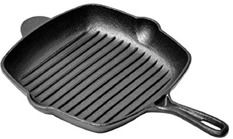 Nonstick gjutjärnsgrillpanna, fyrkantig köksgrillpanna i gjutjärn, för elektrisk spishäll, induktionswok