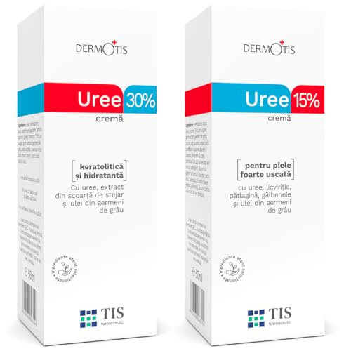 TIS Set Crema Urea 30% + Urea 15% - Eczemi, Cheratosi, Psoriasi, eruzioni cutanee, Pelle Secca, Screpolata - migliora l'aspetto delle ferite e cicatrici | Acido Lattico (AHA), Olio di Germe di Grano