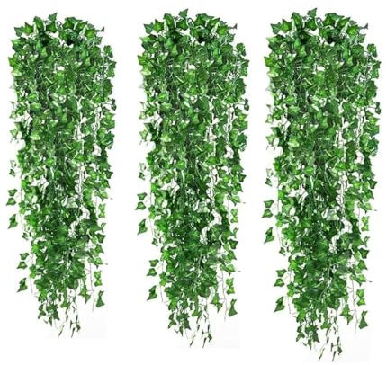 Guirlande de Lierre Artificiel, 6Pcs * 2.2m Plante Artificielle à Suspendre, Couronne de Faux Lierre pour Décoration Extérieur, Patio, Mariage, Fête