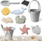 KUWUNG Sandspielzeug Set Silikon, Sandkasten Spielzeug aus Silikon, Sandspielzeug-Schaufel und Eimer-Set, Nachhaltiges Sandeimer Tier Sandförmchen, Strandspielzeug Set für Jungen Mädchen, Grau