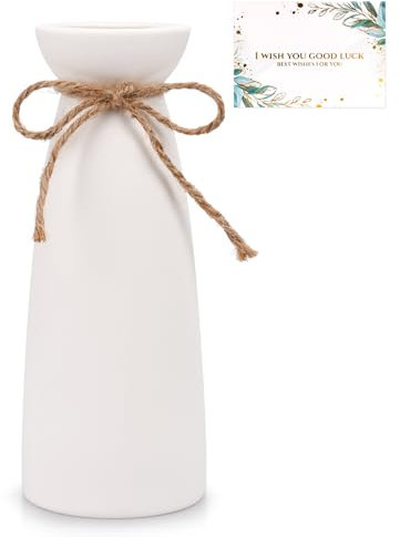 YUTUY Vaso in Ceramica Bianco 23 CM - Minimalista per Fiori Secchi e Pampa - Decorazione per Casa, Camera da Letto e Tavolo da Pranzo