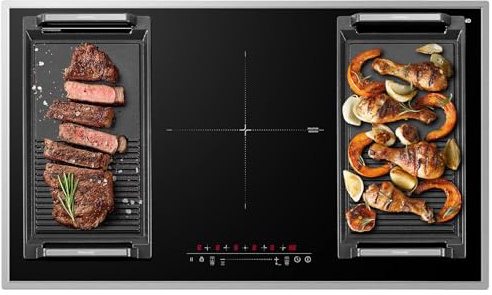 GASLAND IH905BFB Piano cottura a induzione, 90 cm, piano cottura a induzione da incasso a 5 zonas con struttura in acciaio inox, FlexInduction per BBQ, PowerBoost, 10000W (Senza padella)