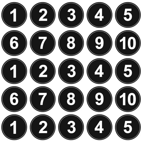 40 adesivi con numeri da 1 a 10, in vinile nero, 4,1 cm, etichette numerate piccole rotonde rimovibili per stoccaggio dell'inventario