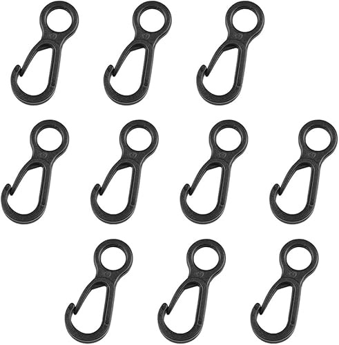10Pcs Black Plastic Snap Clip Hook Camping Carabiner Buckle Multifunction Snap Hook Camping Equipment Tent Buckle Clips Tent Hooks for Lights Hanging to Canopy Outdoor Tent Tool Accessories