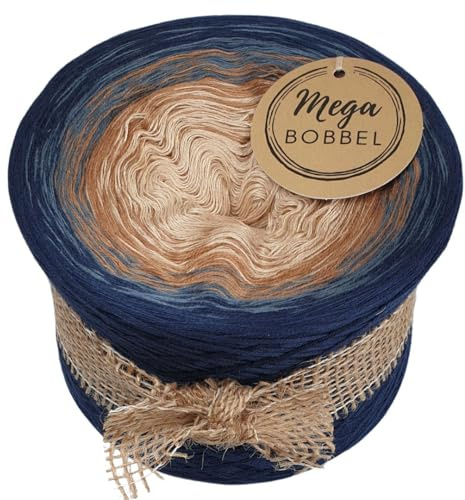 MegaBobbel*Blaubraun*A411* (Außenfarbe: Schatten) Farbverlaufsgarn - Lace Garn Bobbel Wolle zum Häkeln & Stricken (4 fädig, 1500m)