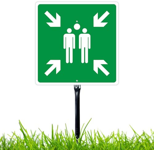 Felexdo Panneau de point de rassemblement, avec poteaux, pour l'extérieur, imperméable, protection UV, avec trous pré-percés, pour un montage facile, 30 x 30 cm