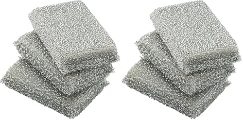 WMF Set di 6 cuscini lucidi, colore argento, spugna di lurex ideale per padelle, pentole, piani cottura in vetroceramica