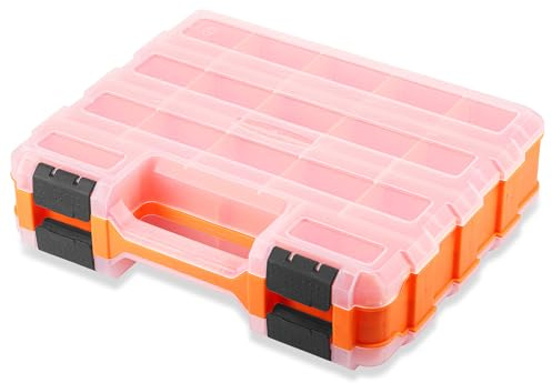 Huiguli Caja Clasificadora de Tornillos de Doble Cara, 34 Compartimentos, Organizador de Herramientas para Guardar Tornillos con Separadores Extraíbles, Caja de Almacenamiento para Tornillos, Clavos y