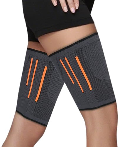 Beugo Oberschenkelbandage, 2 Stück Oberschenkel-Kompressionsmanschette, Oberschenkel Kompression Atmungsaktiv Rutschfest, Kompressionsstabilisator für Männer & Damen(M)