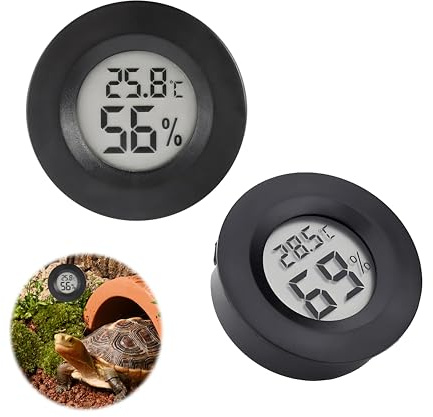 2PCS Reptile Thermometer Hygrometer, LCD Digital Humidity Meter Vivarium Hygrometer Sensor, Terrarium Hygrometer for Jumping Spider Lizards Hermit Crab Basement Greenhouse Dehumidifiers Humidifiers