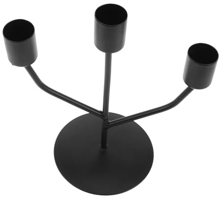 INOOMP Cast Iron Triple Candle Holder Decorative Candelabra Multihead Pillar Candlestick Stand for Wedding Dining Table Centerpiece Indoor Outdoor Event Decor